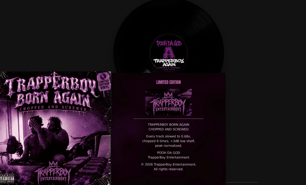 POOH DA GOD - TRAPPERBOY BORN AGAIN Limited Edition Vinyl - Side A mockup