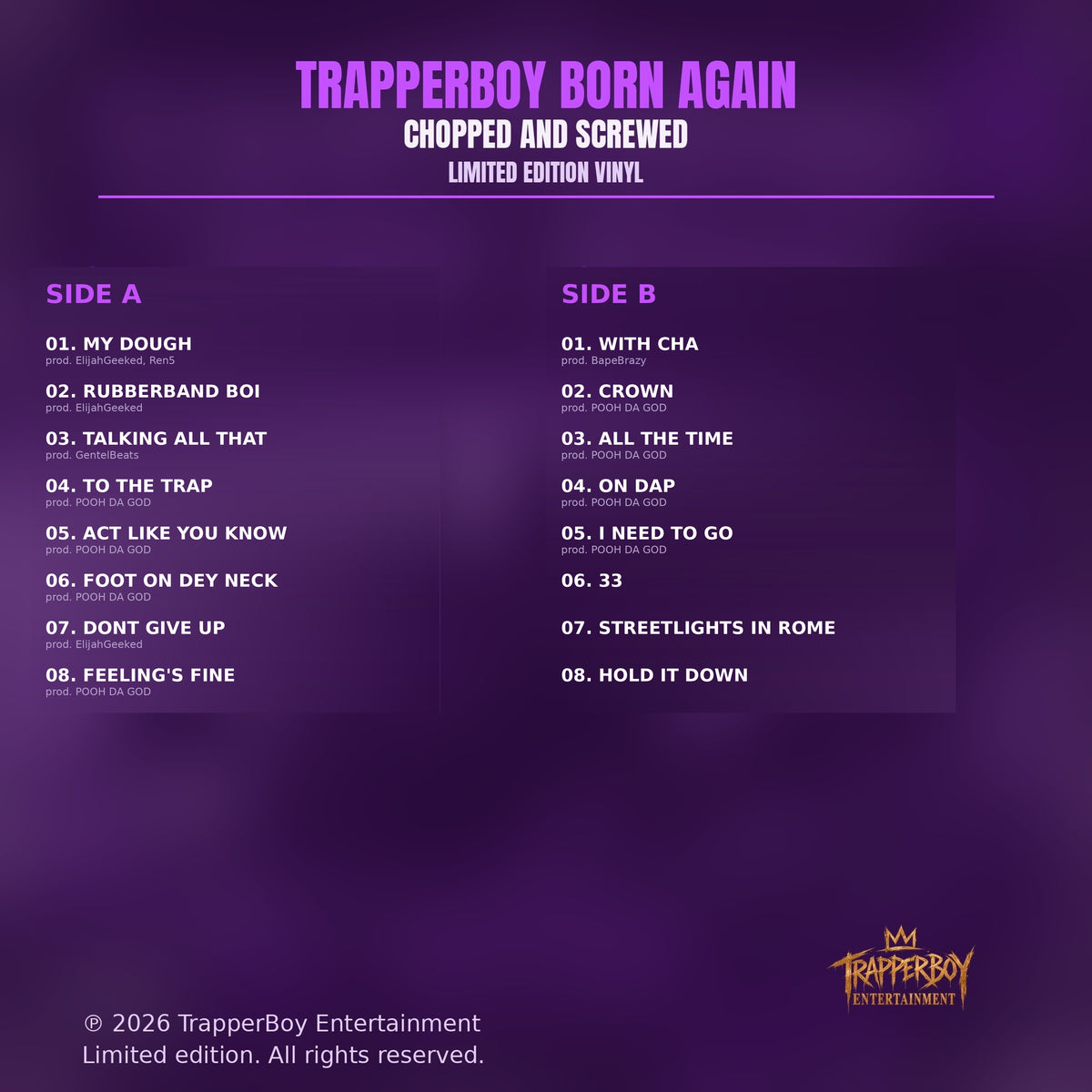 Back cover tracklist
